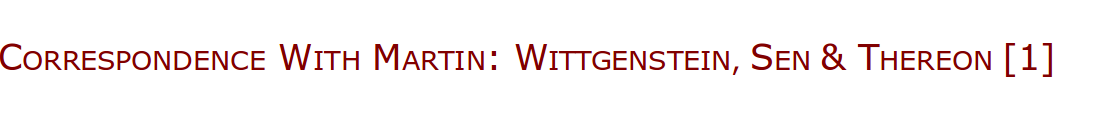 Correspondence with Martin: Wittgenstein, Sen and thereon [1]